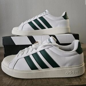 adidas Streettalk White Green Logo Leather Men's Sneakers Size 10.5